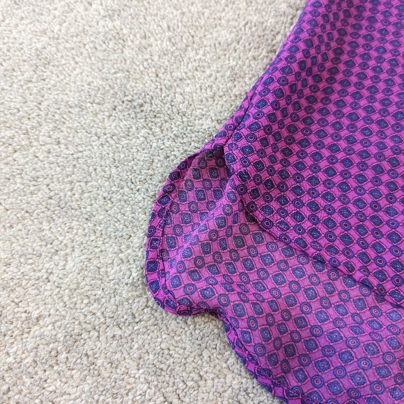 SmartSet Women's Medium Sized Purple Patterned Blouse Sheer Button Down Shirt - Picture 5 of 11